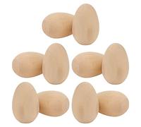 HOLIDYOYO 10pcs Unfinished Wooden Easter Eggs for Boy Girl Crafting DIY Decorate Flat Bottom Design for Painting Activities and Easter Celebrations