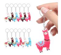 HOLIDYOYO 12pcs Alpaca Keychains Cute Cartoon Keyring Set with Blue, Pink, White, Brown Colors for Backpack, Purse Charms and Party Favors