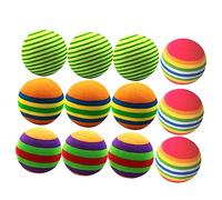 HOLIDYOYO 12Pcs Colorful EVA Stripe Pattern Balls for Cats Pet Training Indoor Exercise Lightweight Play Balls Styles for Interactive Fun