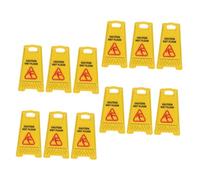 HOLIDYOYO 12pcs Dollhouse Miniature Caution Wet Floor Warning Signs Realistic Tiny Slippery Floor Caution Sign for Boys and Girls Safety Education Scenario