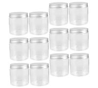 HOLIDYOYO 12Pcs Jam Container Small Jars with Airtight Lid 250Ml Aluminum PET Easy to Refill Good Visibility Travel Spice Jar Set for Jam and Honey