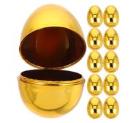 HOLIDYOYO 12pcs Plastic Gold Easter Eggs Metallic Empty Fillable Eggs for Easter Hunt Supplies Basket Stuffers Party Favor