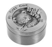 HOLIDYOYO 1pc Round Metal Keepsake Box for First Curl and Tooth Cute Cartoon Design Storage for Fetal Hair and Teeth Newborn