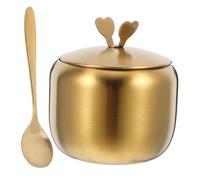 HOLIDYOYO 1pc Stainless Steel Seasoning Pot Lid and Spoon Portable Spice Storage Container for Home and Outdoor Use for Sugar Salt and Condiments