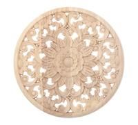 HOLIDYOYO 1pc Wood Decals Aesthetic Furniture Appliques Retro Home Decor Outdoor Decor Large Carved Applique Simple Covers Round Style Kitchen Cabinets Bed Door Decor Beige