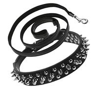 HOLIDYOYO 1Set Spiked PU Dog Collar Studded Rivet Unique Cosplay Accessory for Festive Occasions Comfortable Skin Friendly