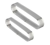 HOLIDYOYO 2 Pcs Oval Stainless Steel Tartlet Molds with Venting Heat Resistant Baking Rings for Mousse Fruit Quiche Small Cake Non Leak Dessert Baking Tools