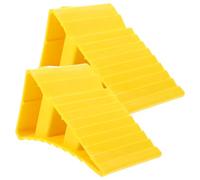 HOLIDYOYO 2 Pcs Rubber Wheel Chocks Pair, Pyramid Tyre Stoppers | Yellow Oil Resistant Surface, Portable Handle and Cord, Recessed Mounting Hole, for Atvs, Loading and Maintenance Bays