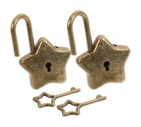 HOLIDYOYO 2 Sets Star-Shaped Mini Metal Padlocks with Keys for DIY Jewelry Box, Handbag, Diary, Luggage Charm, Small Decorative Star Lock for Purse and Travel