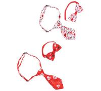 HOLIDYOYO 2 Sets Valentine'S Day Pet Neckties with Heart Pattern, Festival Bow Tie Accessories for Dogs and Cats, Lovely Party Costume Pet Bowties