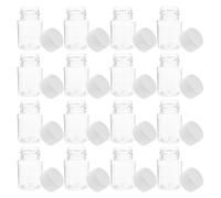 HOLIDYOYO 20pcs Mini Clear Sample Vials with Screw Caps Wide Mouth Reusable Pet Plastic Bottles for Travel Pill Storage Liquid and Powder Samples Leakproof Transparent Lab Jars
