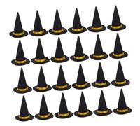 HOLIDYOYO 24pcs Mini Felt Witch Hats for Halloween Decoration Elegant Black Craft Toppers for Wine Bottles Cakes and Party Supplies Easy to Attach Holiday Accessories for DIY Crafts and