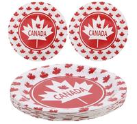 HOLIDYOYO 24pcs Red Maple Leaf Paper Plates Canada Day Party Supplies Holiday Appetizer Dessert Tray Tableware Set for Birthday Festive Celebrations