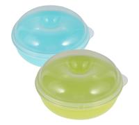 HOLIDYOYO 2pcs Bagel Fresh Container Round Sandwich Box Bagel Keeper Holder Bread Storage Box Bagel Saver Container Fruit Storage Box for Home Kitchen Blue Green