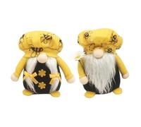 HOLIDYOYO 2pcs Bee Gnome Plush Dolls Set White Bearded Round Hats, Yellow Home Decor Ornaments for Party and Seasonal Decoration