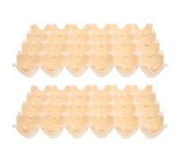 HOLIDYOYO 2pcs Beige 24-grid Egg Storage Box for Refrigerator Chicken Egg Holder Tray with Lid Kitchen Container for Fresh Preservation and Fridge Organization