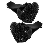 HOLIDYOYO 2pcs Black Car Air Freshener Vent Clips with Heart-shaped Rhinestone Decoration Car Aroma Outlet Clips and Interior Accessories