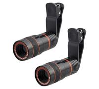 HOLIDYOYO 2pcs Clip on Phone Camera Macro Lens with Clamp, Universal Telephoto Long Focus Lens Attachment for Smartphone Photography, Black