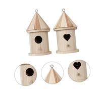 HOLIDYOYO 2Pcs DIY Wooden Bird Nest with Heart Round Doors Lightweight Craft Kits for Small to Birds Creative Garden Ornament and Indoor Decoration Unfinished Paintable Birdhouse