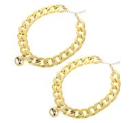 HOLIDYOYO 2Pcs Dog Neck Decor Gold Chain Pet Necklace with Bell Comfortable Fashionable Accessories for Small Medium Dogs Party Use