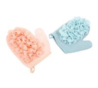 HOLIDYOYO 2pcs Dual-Sided Loofah Exfoliating Mitts for Women Deep Exfoliating Glove with Soft and Rough Sides Bath Body Scrub Sponge for Dead Skin Removal and Intensive Cleansing