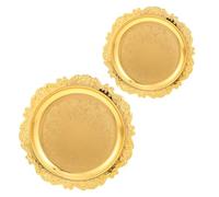 HOLIDYOYO 2pcs Golden Matzah Tray Seder Plate with Jerusalem Reliefs | Wooden Base, Polished Finish, Precise Slots for Candles and Seder Foods, Elegant Judaica Centrepiece