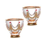 HOLIDYOYO 2PCS Hand-Painted Luxury Crystal Glass Liquor Cups Middle East Style Small Thick-Bottom Vintage Wine Glasses for Parties Weddings and Picnics