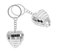 HOLIDYOYO 2pcs Heart-shaped Disco Ball Keychains Reflective Metal Mirror Mini Charms for Party Decorations Portable Lightweight Keyring Accessories for Birthdays and Holiday Favors