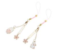 HOLIDYOYO 2pcs Kawaii Phone Strap Sakura Rabbit Alloy Rope Hanging Ornament | Lightweight, Sturdy, Delicate Design, Cellphone Decor, Car Key Pendant, Backpack Accessory