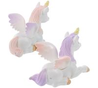 HOLIDYOYO 2Pcs Large Pink Purple Resin Mythical Creature Miniature Figurines Cake Decorating Set Cute Animal Ornaments for Birthday Party Cake Toppers Fantasy Fairy Tale Decor