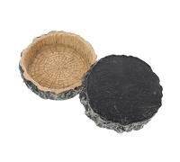 HOLIDYOYO 2pcs Lizard Water Dish and Tortoise Food Bowl Natural Color Feeding Basin for Reptiles Convenient Design for Easy Care Suitable for Lizards and Frogs