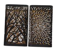 HOLIDYOYO 2pcs Metal Lampshades Square Hollow Out Design Desk Lamp Covers Iron Art with Black Exterior and Gold Interior Easy to Install Replacement Shades for Bedroom Living