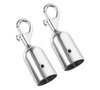 HOLIDYOYO 2pcs Metal Rope End Caps Cord Lock Fasteners with Dual Head Hooks for Guardrail Rope Easy to Install Security Stops for Reception Queue Barrier and Isolation Areas