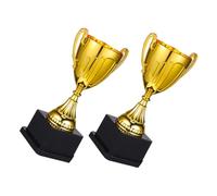 HOLIDYOYO 2pcs Mini Gold Plastic Trophies with Black Base Award Cups for Corporate Meetings School Events Party Favors Sports Competitions and Collector Display