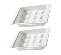 HOLIDYOYO 2pcs Multi-compartment Plastic Egg Storage Boxes with 12 Grids, Household Fresh-keeping Egg Holder Drawer Organizers for Refrigerator Food Classification and Preservation