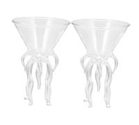 HOLIDYOYO 2pcs Octopus-Shaped Glass Cocktail Cups Wine Glasses for Parties and Home Use Unique Jellyfish Drinkware for Whiskey Juices and Celebrations