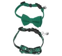 HOLIDYOYO 2pcs Pet Kitten Neck Collar Cat Collar Breakaway Bowtie Pet with Bell Kitten Bow Tie Dog Holiday Puppy Cat Breakaway Dog Dark Green