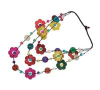 HOLIDYOYO 2pcs Petal Coconut Shell Necklace with Wood Beads, Ethnic
