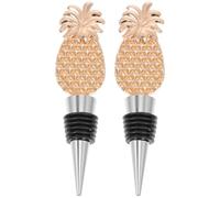 HOLIDYOYO 2Pcs Pineapple Shaped Wine Bottle Stoppers Golden Zinc Alloy Wine Sealing Plugs for Parties Bars Home Use with Easy Insertion and Reusable Decorative Design