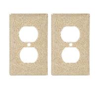 HOLIDYOYO 2pcs Rhinestone Outlet Covers with Golden Bling Decorative Wall Plate Faceplate Covers for Home Living Room Bedroom Office Electrical Socket