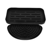 HOLIDYOYO 2pcs Silicone Drip Pan Set for Refrigerator and Kitchen Water Dispenser, Black Half-round Drip Catcher Tray with Small Draining Mat, Adjustable Size for Fridge Drainage