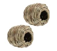 HOLIDYOYO 2Pcs Small Pet Tunnel Plaything Handmade Decorative Nest for Hamster Guinea Pig Ferret Cozy Grass Woven Hideout for Exploration and Comfortable Rest