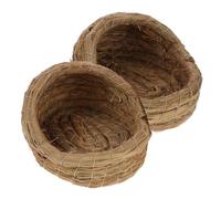 HOLIDYOYO 2pcs Small Straw Woven Chicken Coop Nest with Flat Base for Laying and Breeding, Handmade Bird Sleeping Bed Suitable for Pigeons, Doves, Parrots, and Small Animals