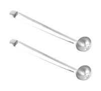 HOLIDYOYO 2pcs Stainless Steel Olive Spoon Set with Drain Holes Cherry Slotted Serving Spoon for Pickle Jars and Fruit Containers Long Handle for Home Use