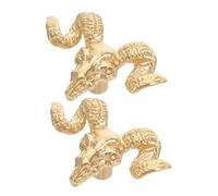HOLIDYOYO 2pcs Vintage Antique Brass Cabinet Knobs Goat Head Drawer Pulls with Sturdy Metal Construction Retro Animal Shape Handles for Kitchen Cupboards Bathroom Bedroom Doors