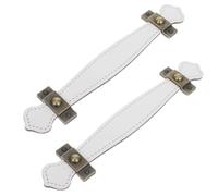 HOLIDYOYO 2pcs White Vintage Faux Leather Cabinet Door Handles Pulls for Wardrobe, Drawer, and Chest Hardware Accessories