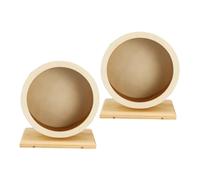 HOLIDYOYO 2pcs Wooden Hamster Wheel with Soft Cork Noise Reducing Material Scratchproof Running for Hamsters Chinchillas Guinea Pigs Quiet Exercise Wheel with Wide Path for Small Pets