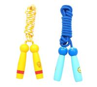 HOLIDYOYO 2pcs Wooden Jump Ropes Skipping Rope for Fitness Exercise Indoors Outdoors with Cartoon Blue Sun Yellow Lion Handles