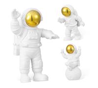 HOLIDYOYO 3 Pcs Small Gold Astronaut Figurines for Desktop Decor Space Themed Sculptures Unique Shelf Ornaments for Bookshelf Coffee Table Cabinet Decoration