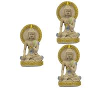 HOLIDYOYO 3pcs Buddha Statue Ornament Worship Decorations Bronze Desktop Large Oriental Buddha Adornment Asian Style Decoration Golden Resin